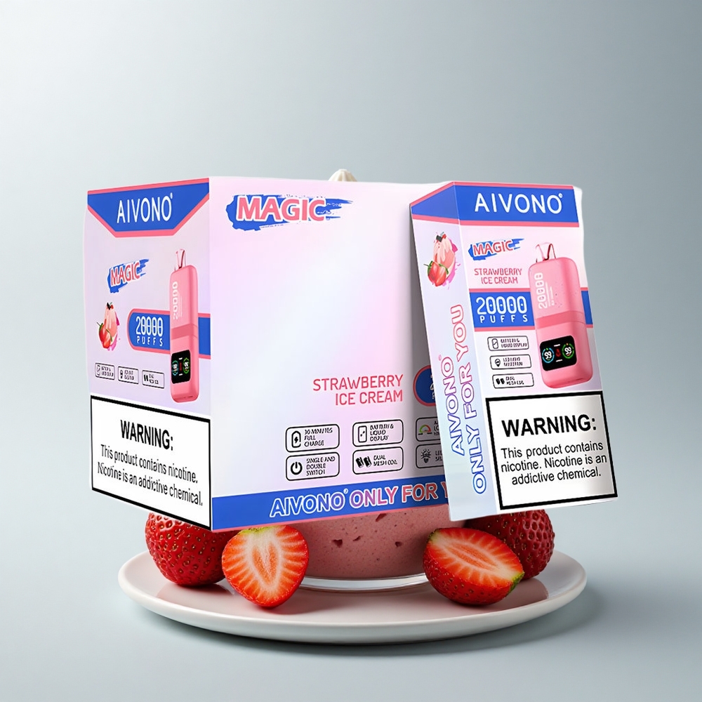 Aivono Aim Magic 20000 Puffs Helado de Fresa con Doble Malla y Pantalla LCD