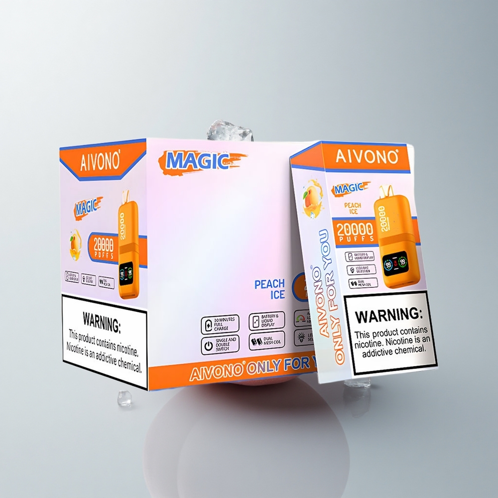 Aivono Aim Magic 20000 Puffs Melocotón Hielo con Doble Malla y Pantalla LCD