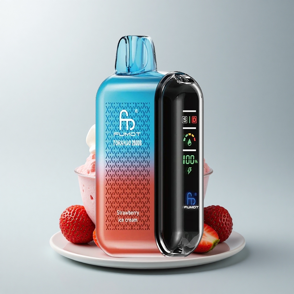 Fumot Tornado 20000 Puffs Helado de Fresa con Batería Recargable y Control de Flujo de Aire