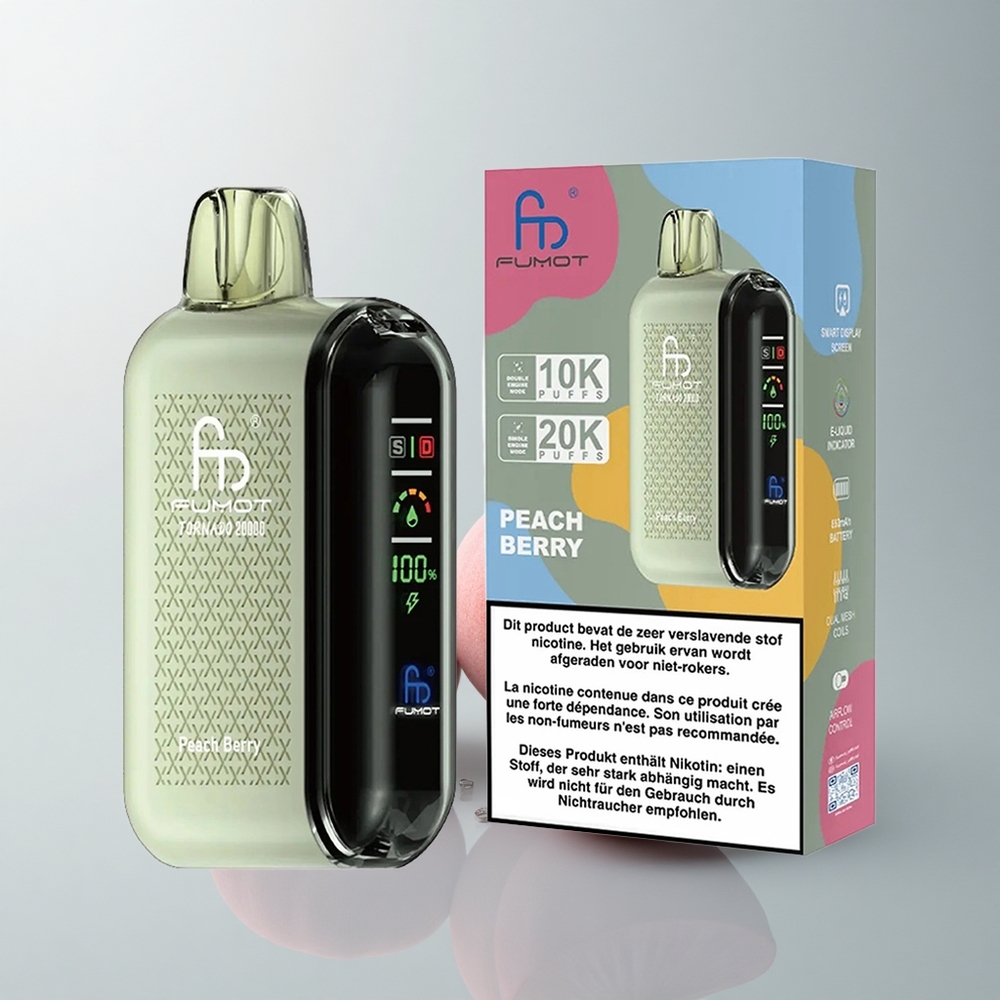 Fumot Tornado 20000 Puffs Melocotón Baya Dual Malla 20ml