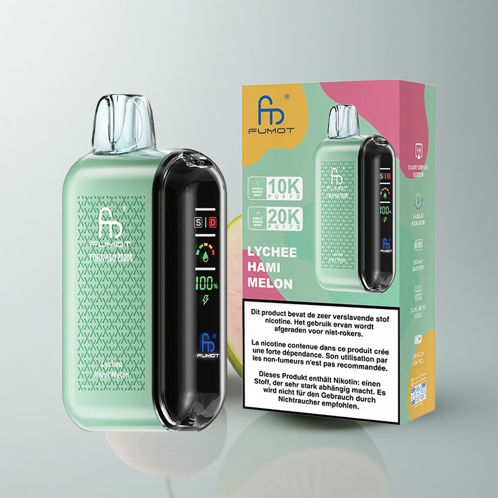 Fumot Tornado 20000 Puffs Melocotón de Algodón Dual Malla 20ml