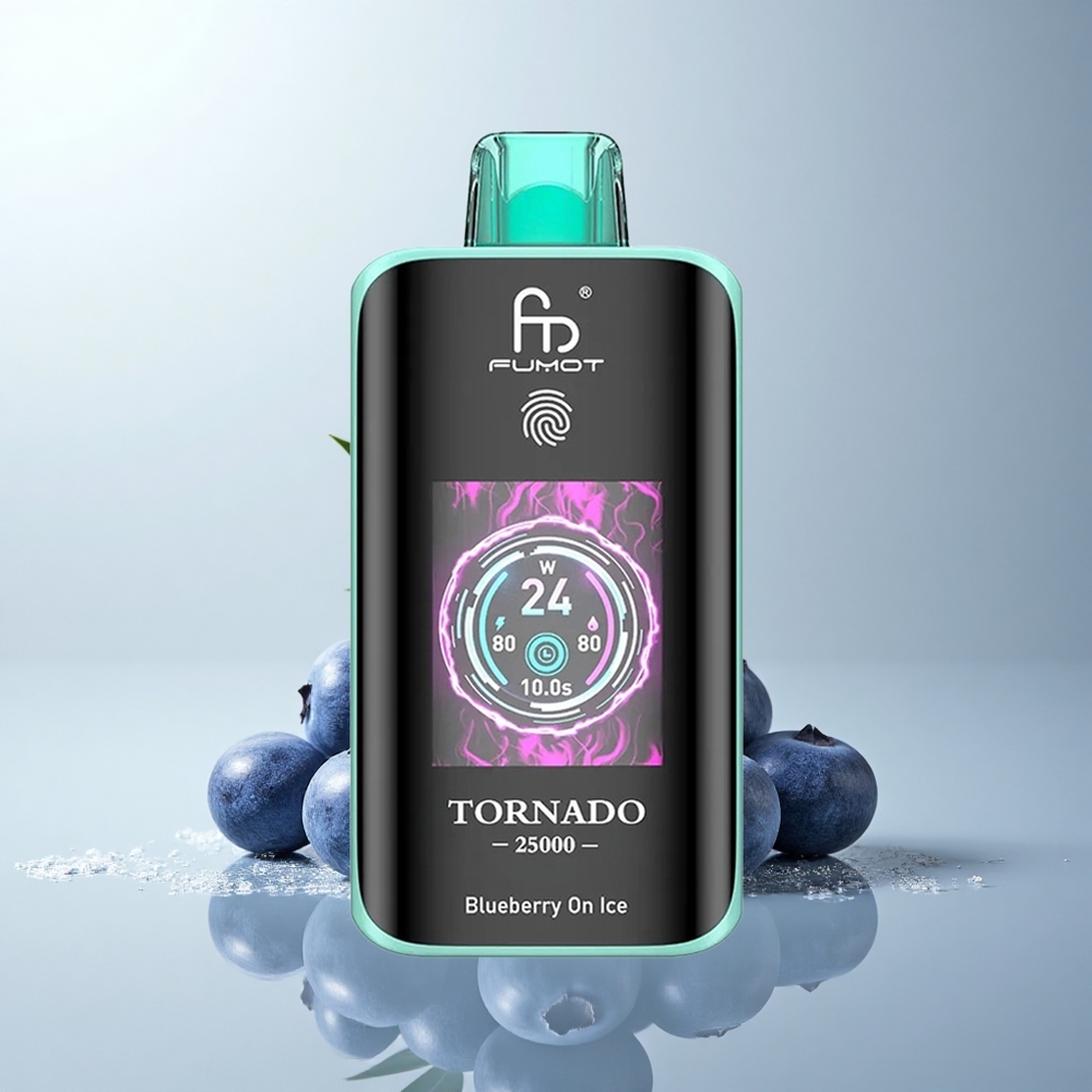 Fumot Tornado 25000 Puffs Arándano en Hielo con Pantalla HD y Batería Recargable