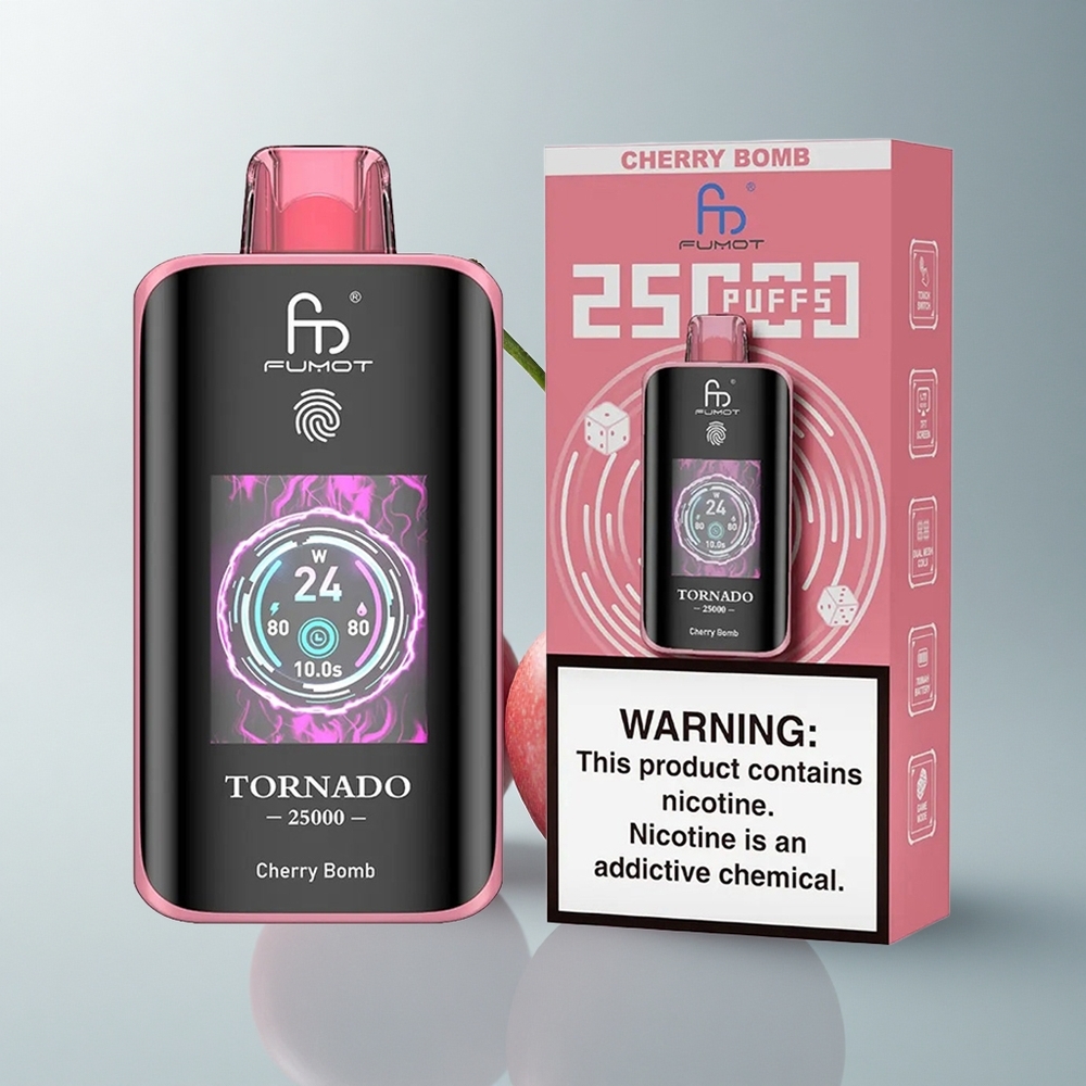 Fumot Tornado 25000 Puffs Bomba Cereza HD 700mAh Tipo-C