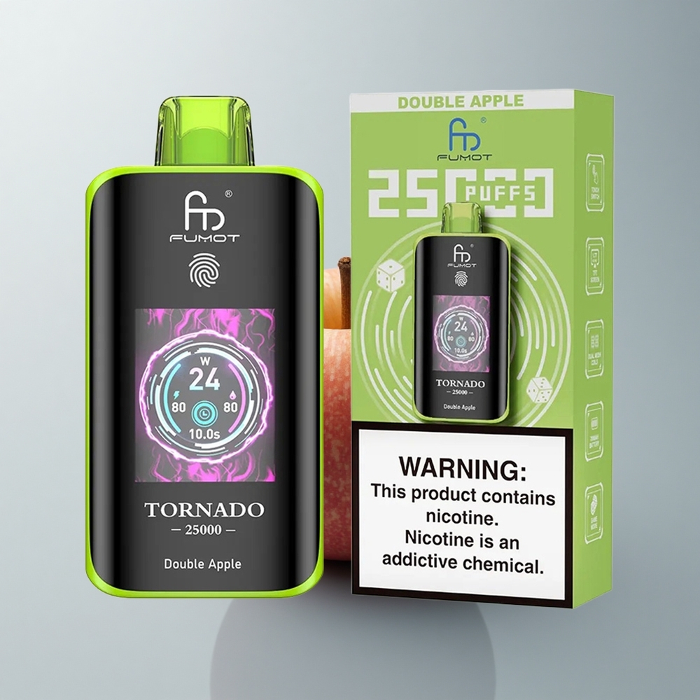 Fumot Tornado 25000 Puffs Doble Manzana HD Pantalla 700mAh Tipo-C