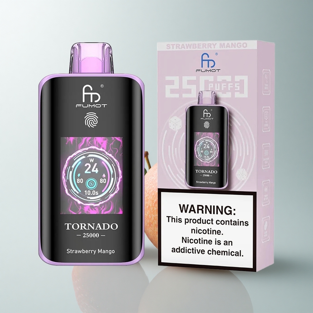 Fumot Tornado 25000 Puffs Fresa Mango HD Pantalla 20ml Tipo-C