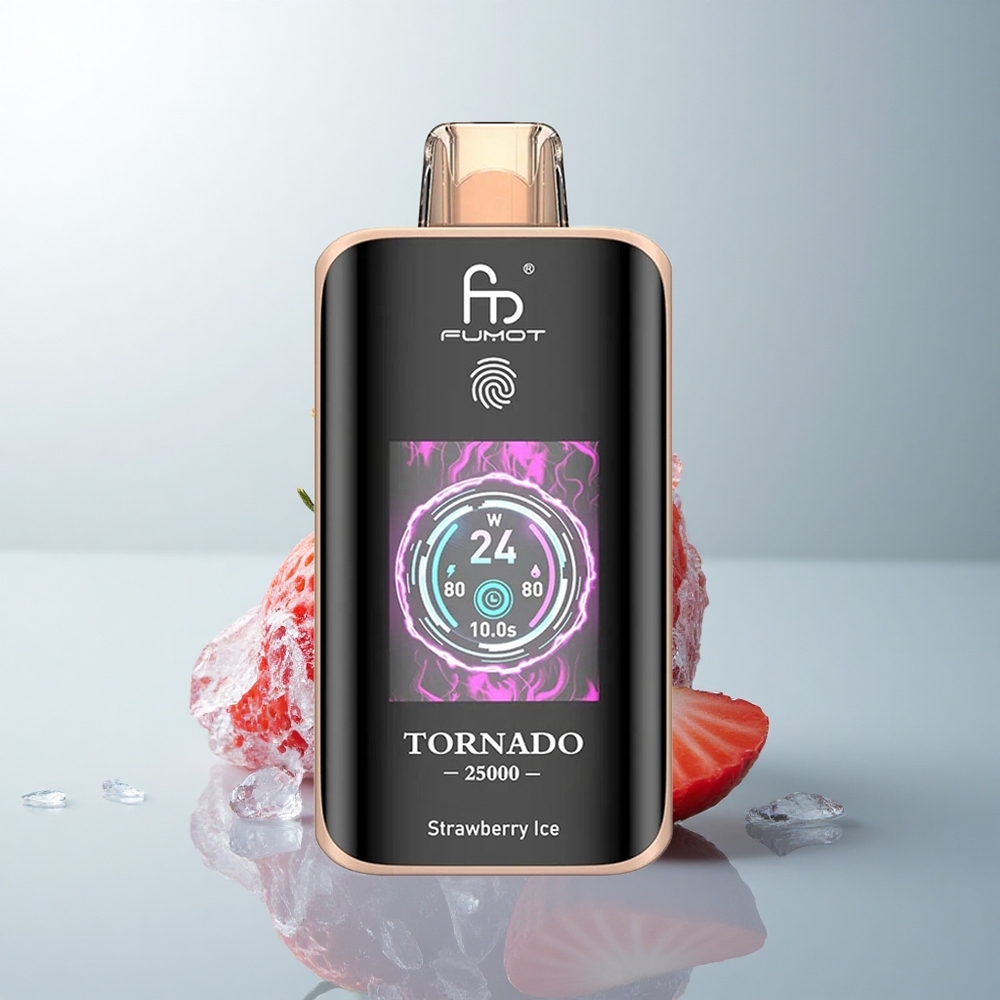 Fumot Tornado 25000 Puffs Helado de Fresa HD con Batería Recargable y Tipo-C