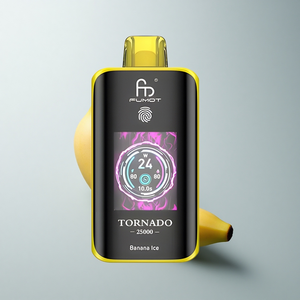 Fumot Tornado 25000 Puffs Helado de Plátano HD con Pantalla y Batería 700mAh