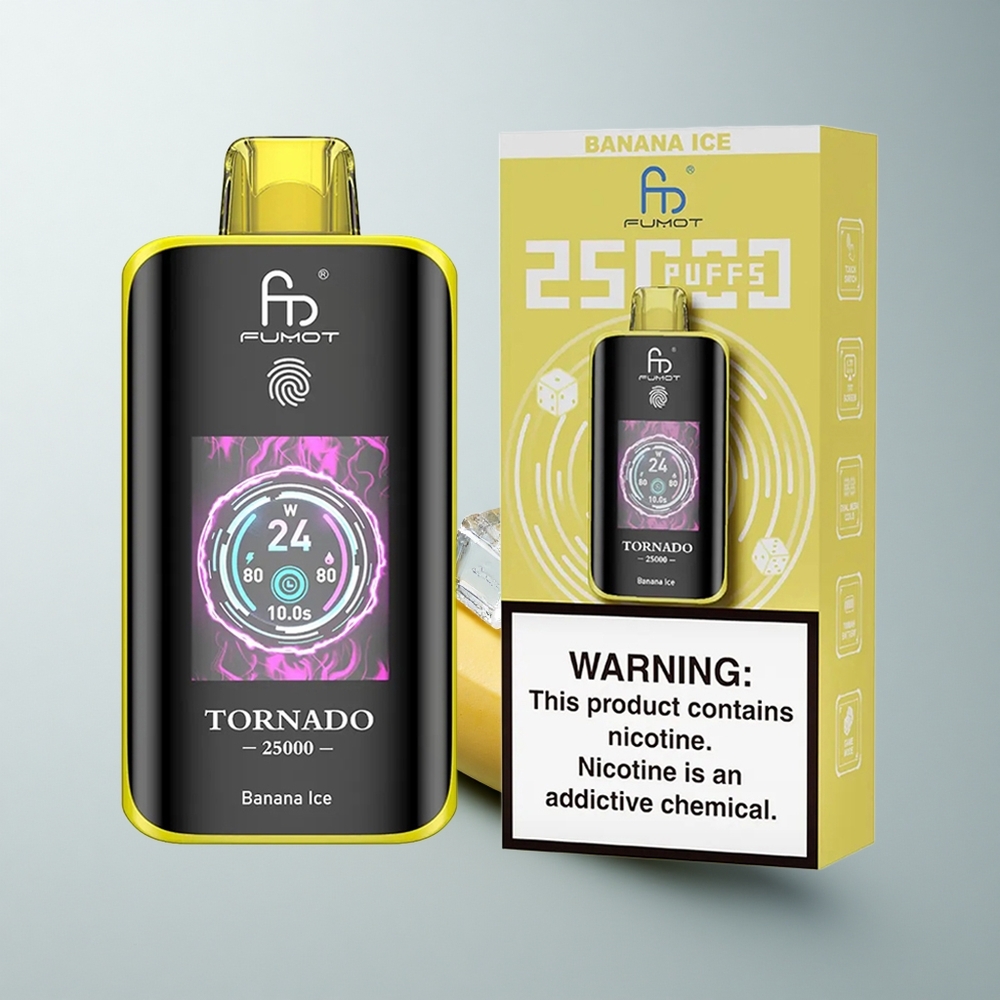 Fumot Tornado 25000 Puffs Helado de Plátano HD con Pantalla y Batería 700mAh