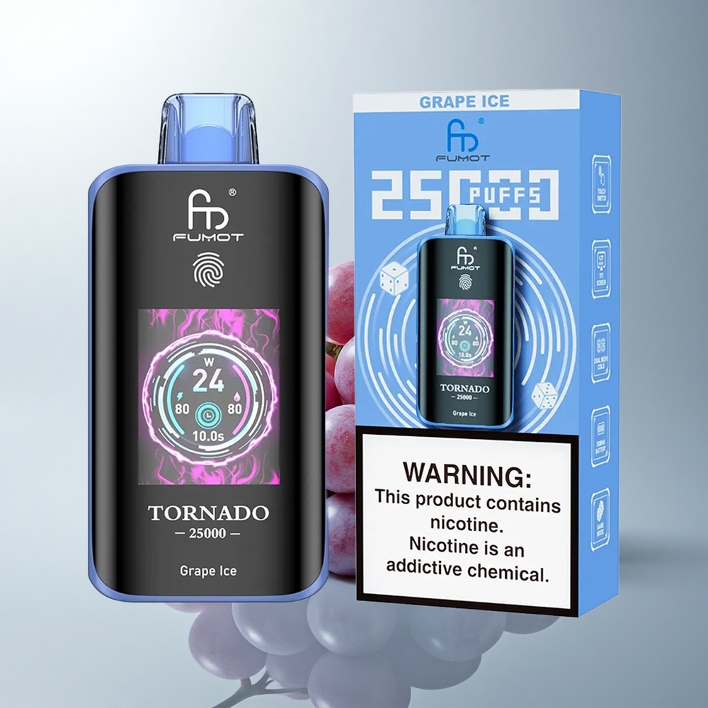 Fumot Tornado 25000 Puffs Helado de Uva HD con Batería Recargable
