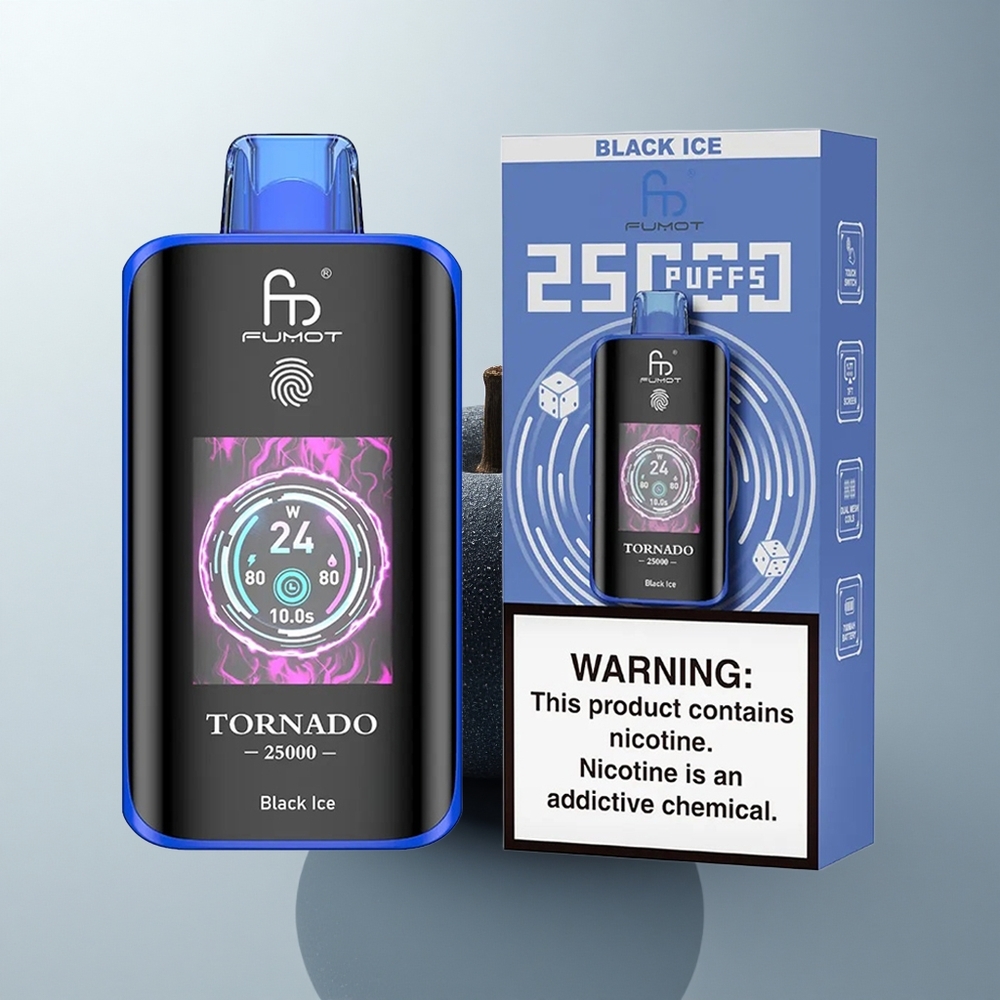 Fumot Tornado 25000 Puffs Hielo Negro HD 700mAh Tipo-C