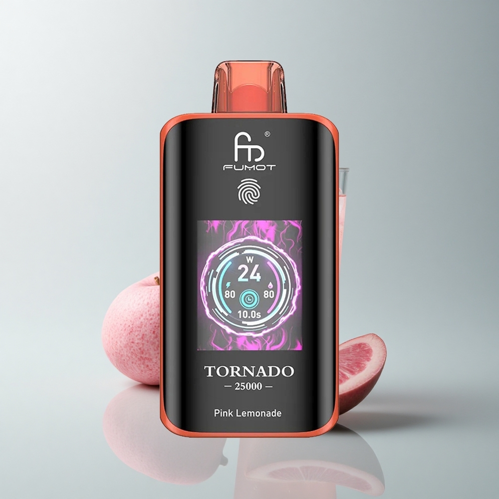 Fumot Tornado 25000 Puffs Limonada Rosa HD con Pantalla y Batería Recargable 700mAh