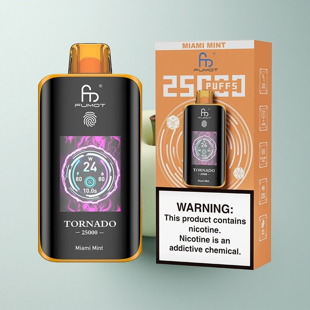 Fumot Tornado 25000 Puffs Menta de Miami Pantalla HD 700mAh Tipo-C