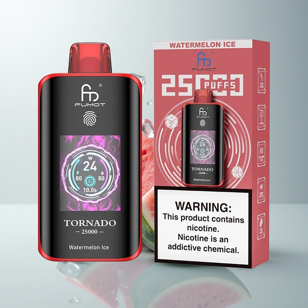 Fumot Tornado 25000 Puffs Sandía Hielo con Pantalla HD y Batería Recargable 700mAh