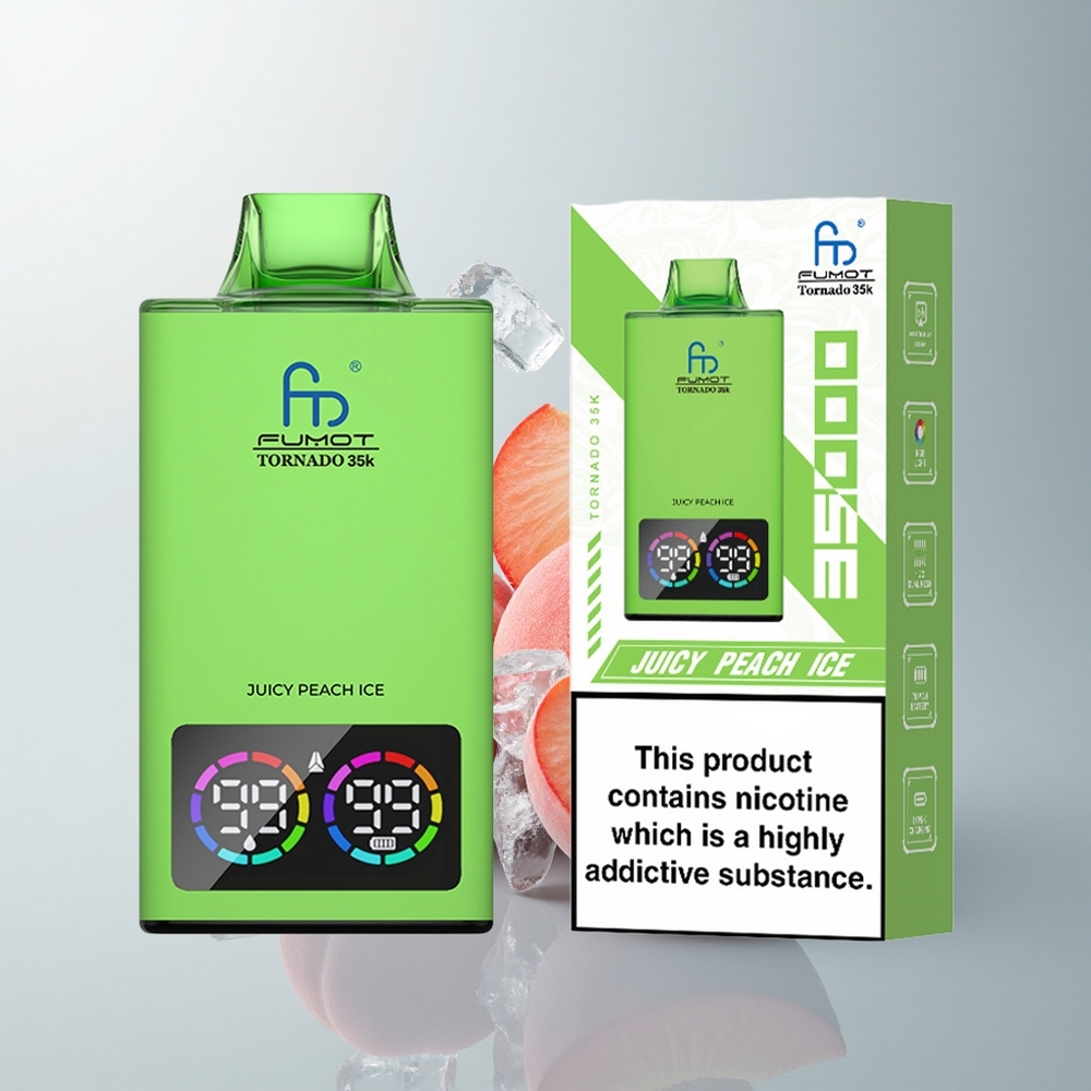 Fumot Tornado 35000 Puffs Melocotón Jugoso Hielo con Doble Malla y Luz RGB