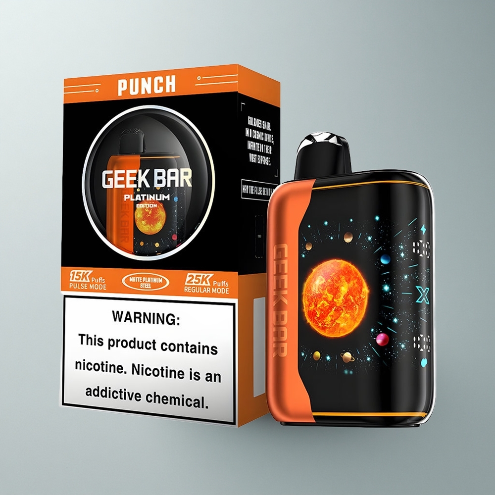 GEEK BAR Platinum Edition 25000 Puffs Punch Platino: Pantalla Curva 3D y Carga Rápida